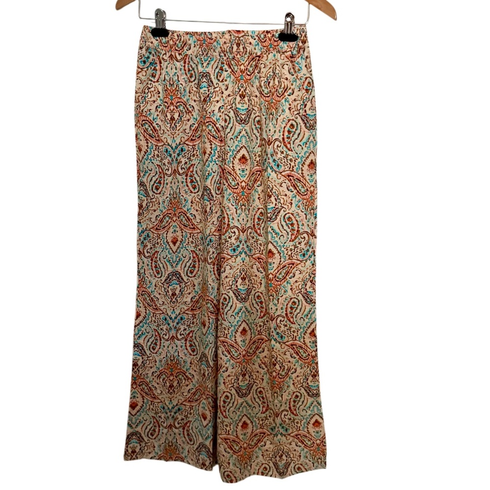 Yak & Yeti Boho Paisley Print Wide Leg Pants NWT